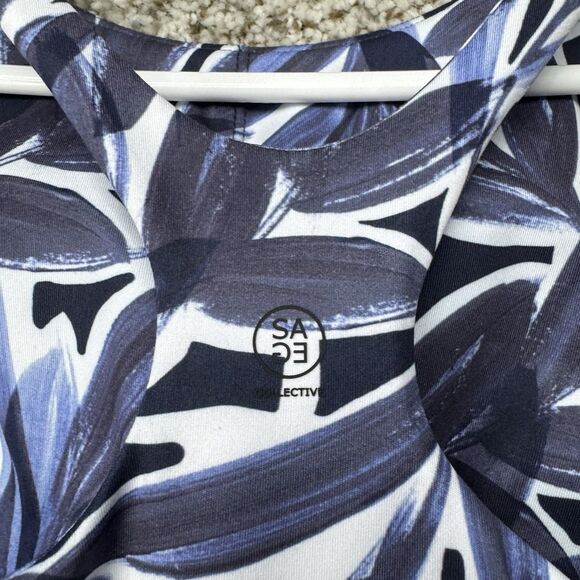 SAGE Collective Multi Set of 2 Crop Bra Top Leggings‎ Women's XS Blue Gray New - Picture 5 of 16